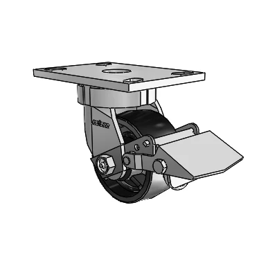 6 Series Kingpinless Casters Top Plate Swivel Caster with 4 x 2 Polyolefin Wheel and Tread Lock Brake