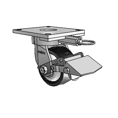 6 Series Kingpinless Casters Top Plate Swivel Caster with 4 x 2 Polyolefin Wheel and Tread Lock Brake