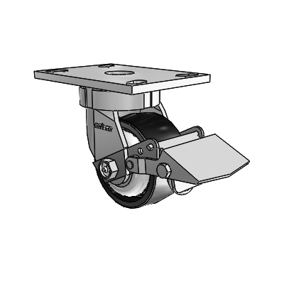 6 Series Kingpinless Casters Top Plate Swivel Caster with 4 x 2 Polyolefin Wheel and Tread Lock Brake