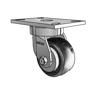 6 Series Kingpinless Casters Top Plate Swivel Caster with 4 x 2 Endura Solid Elastomer Wheel