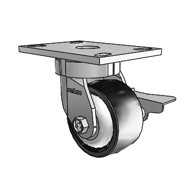 6 Series Kingpinless Casters Top Plate Swivel Caster with 4 x 2 Polyolefin Wheel and Side Lock Brake