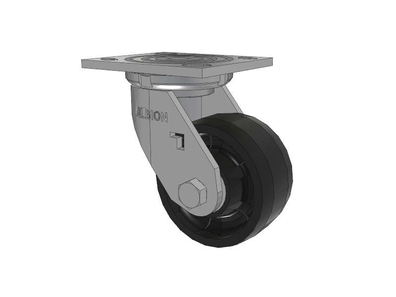 16 Series Top Plate Swivel Caster with 4 x 2 Black Nylon NG - Maxim Nylon Wheel
