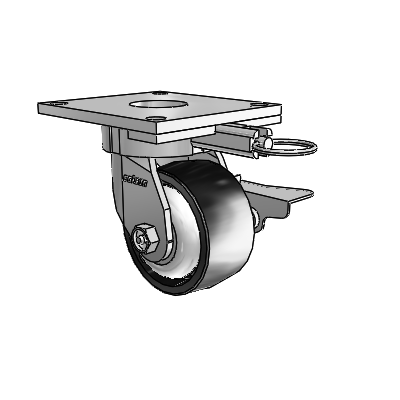 6 Series Kingpinless Casters Top Plate Swivel Caster with 4 x 2 Polyolefin Wheel and Side Lock Brake