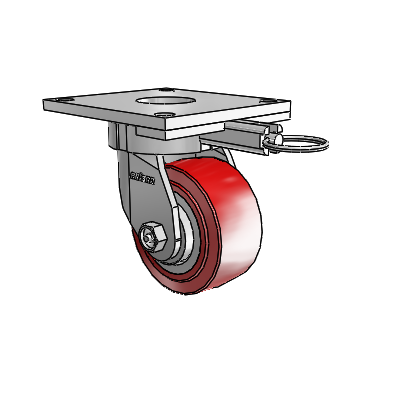 6 Series Kingpinless Casters Top Plate Swivel Caster with 4 x 2 Polyurethane HI-TECH Wheel
