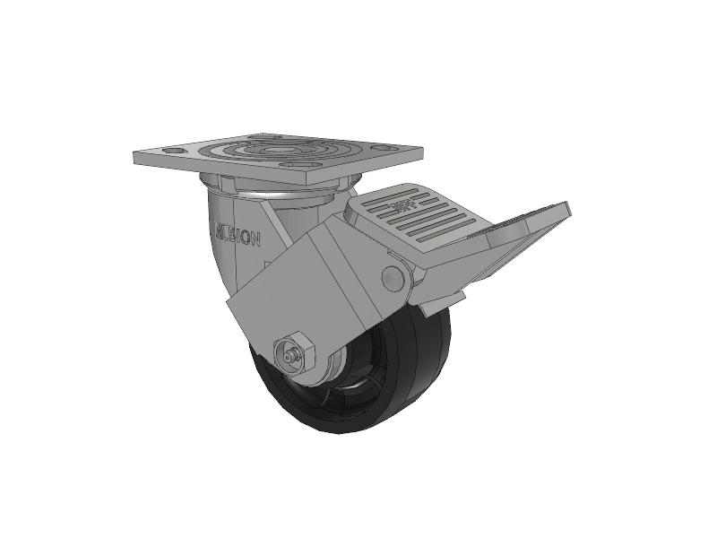 16 Series Top Plate Swivel Caster with 4 x 2 Black Nylon NG - Maxim Nylon Wheel and Face Brake