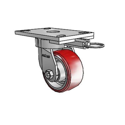6 Series Kingpinless Casters Top Plate Swivel Caster with 4 x 2 Moldon Polyurethane (Aluminum Core) Wheel