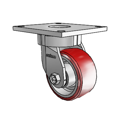 Roulettes sans pivot de la série 6 – Roulette pivotante à plaque supérieure avec 4 roues en polyuréthane Moldon (noyau en aluminium) disposées en 2 rangées