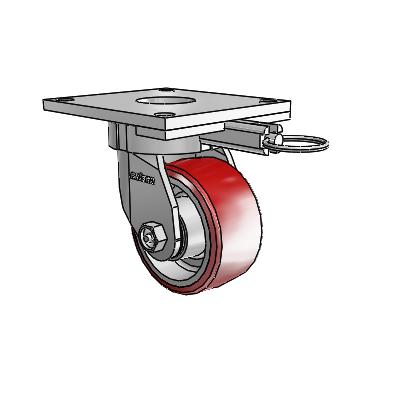 6 Series Kingpinless Casters Top Plate Swivel Caster with 4 x 2 Moldon Polyurethane (Aluminum Core) Wheel