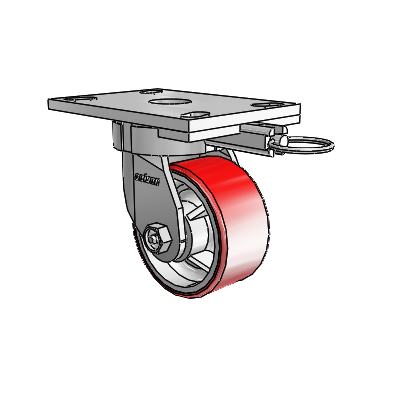 6 Series Kingpinless Casters Top Plate Swivel Caster with 4 x 2 Moldon Polyurethane (Cast Iron Core) Wheel