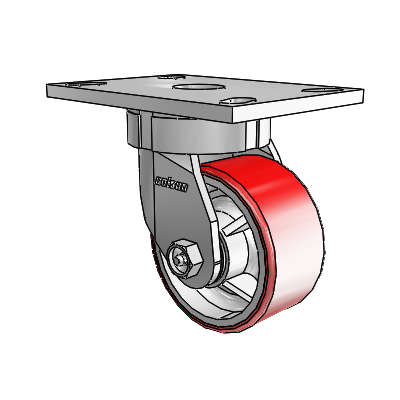 6 Series Kingpinless Casters Top Plate Swivel Caster with 4 x 2 Moldon Polyurethane (Cast Iron Core) Wheel