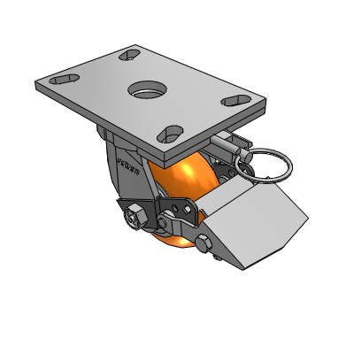 6 Series Kingpinless Casters Top Plate Swivel Caster with 4 x 2 CG Max Orange Wheel and Tread Lock Brake