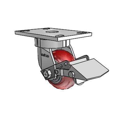 6 Series Kingpinless Casters Top Plate Swivel Caster with 4 x 2 CG Max Maroon Wheel and Tread Lock Brake
