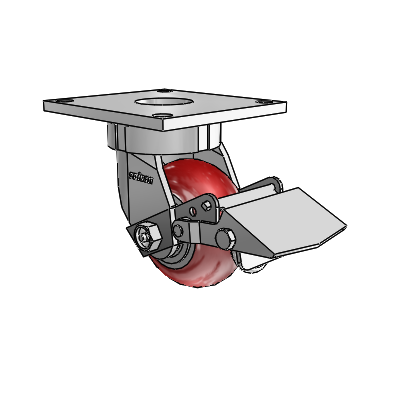 6 Series Kingpinless Casters Top Plate Swivel Caster with 4 x 2 CG Max Maroon Wheel and Tread Lock Brake