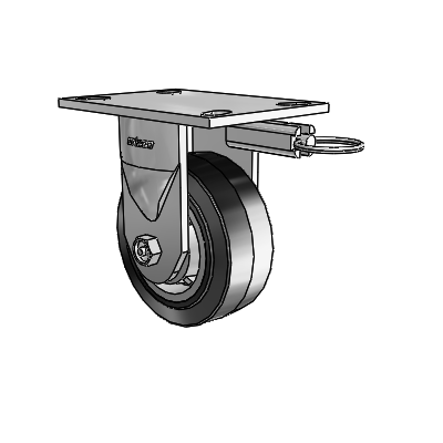 6 Series Kingpinless Casters Top Plate Rigid Caster with 5 x 2 Performa Rubber (Flat/Black) Wheel