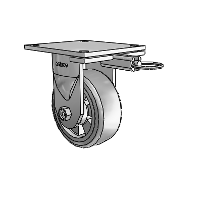 Roulettes sans pivot de la série 6 – Roulette rigide à plaque supérieure avec roue Trans-forma (plate) 5 x 2