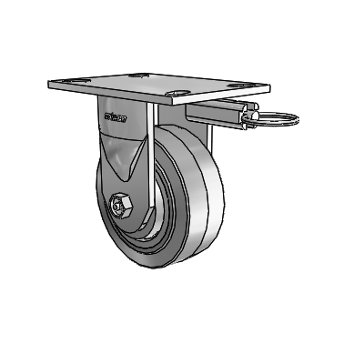 6 Series Kingpinless Casters Top Plate Rigid Caster with 5 x 2 Performa Rubber (Flat/Grey) Wheel