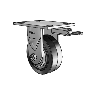 6 Series Kingpinless Casters Top Plate Rigid Caster with 5 x 2 Performa Rubber (Flat/Black) Wheel