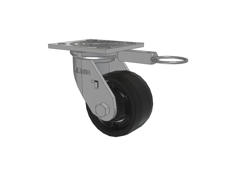 16 Series Top Plate Swivel Caster with 4 x 2 Black Nylon NG - Maxim Nylon Wheel