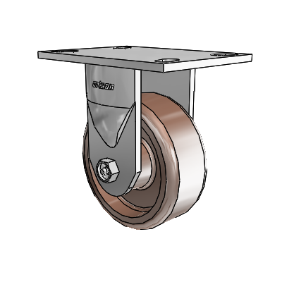 6 Series Casters Top Plate Rigid Zinc Caster with 5 x 2 Brown Thermo Wheel
