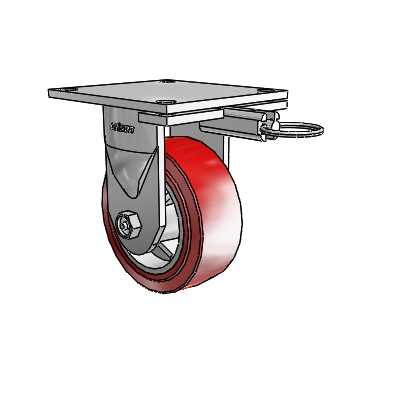 6 Series Kingpinless Casters Top Plate Rigid Caster with 5 x 2 Polyurethane HI-TECH Wheel