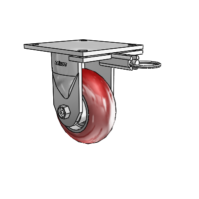6 Series Kingpinless Casters Top Plate Rigid Caster with 5 x 2 CG Max Maroon Wheel