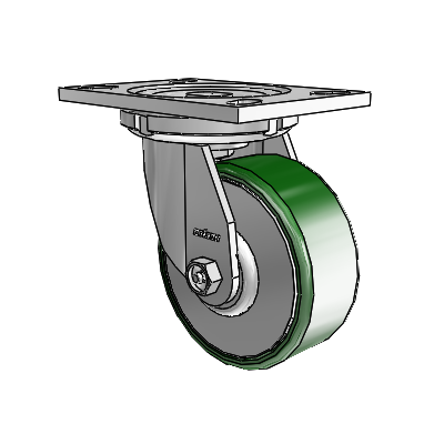 6 Series Casters Top Plate Swivel Zinc Caster with 5 x 2 Green Cast Iron Wheel