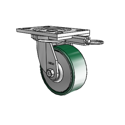 6 Series Casters Top Plate Swivel Zinc Caster with 5 x 2 Green Forged Steel Wheel