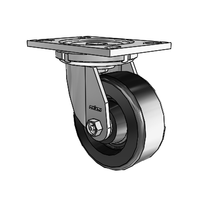 6 Series Casters Top Plate Swivel Zinc Caster with 5 x 2 Black Phenolic Wheel