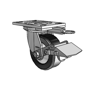 6 Series Casters Top Plate Swivel Zinc Caster with 5 x 2 Black Phenolic Wheel and Tread Lock Brake