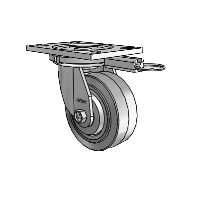6 Series Casters Top Plate Swivel Zinc Caster with 5 x 2 Grey on Grey Performa Rubber (Flat/Grey) Wheel