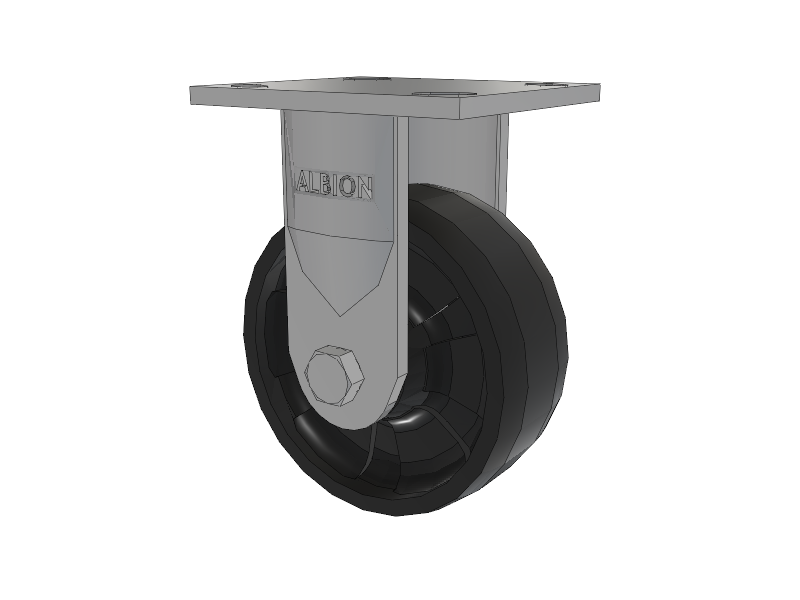 16 Series Top Plate Rigid Caster with 5 x 2 Black Nylon NG - Maxim Nylon Wheel