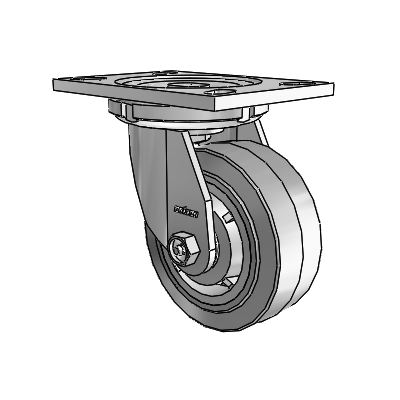 6 Series Casters Top Plate Swivel Zinc Caster with 5 x 2 Grey on Grey Performa Rubber (Flat/Grey) Wheel