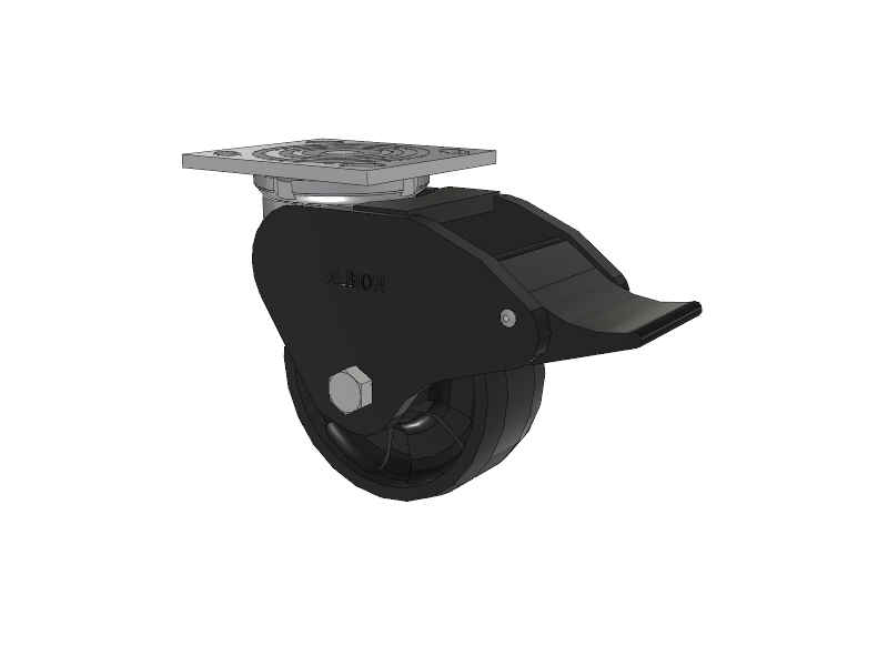16 Series Top Plate Swivel Caster with 5 x 2 Black Nylon NG - Maxim Nylon Wheel and Total Lock Brake