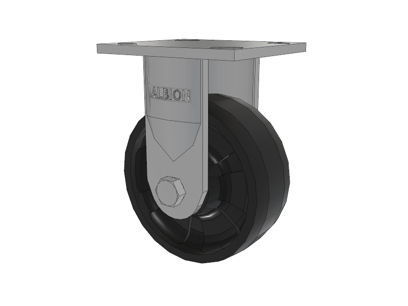 16 Series Top Plate Rigid Caster with 5 x 2 Black Nylon NG - Maxim Nylon Wheel