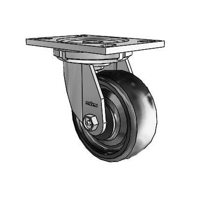 6 Series Casters Top Plate Swivel Zinc Caster with 5 x 2 Black Endura Solid Elastomer Wheel