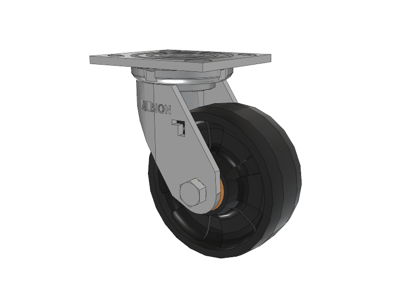 16 Series Top Plate Swivel Caster with 5 x 2 Black Nylon NG - Maxim Nylon Wheel