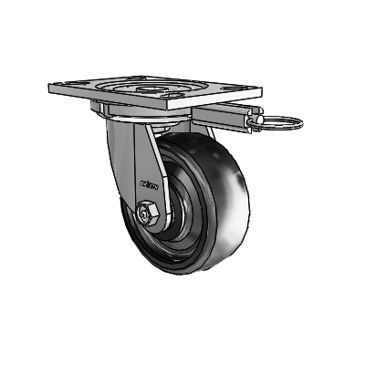 6 Series Casters Top Plate Swivel Zinc Caster with 5 x 2 Black Endura Solid Elastomer Wheel