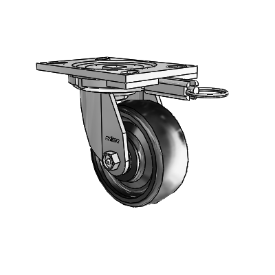 6 Series Casters Top Plate Swivel Zinc Caster with 5 x 2 Black Endura Solid Elastomer Wheel
