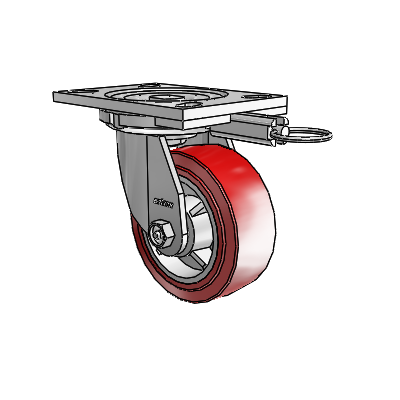 6 Series Casters Top Plate Swivel Zinc Caster with 5 x 2 Maroon on Grey Polyurethane HI-TECH Wheel