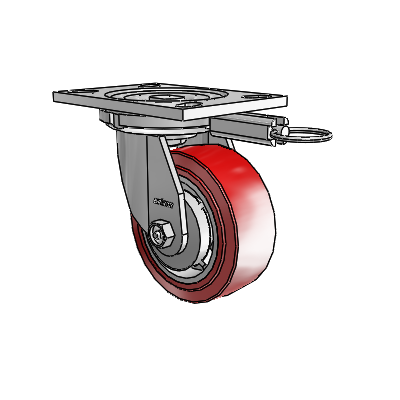 6 Series Casters Top Plate Swivel Zinc Caster with 5 x 2 Maroon on Grey Polyurethane HI-TECH Wheel