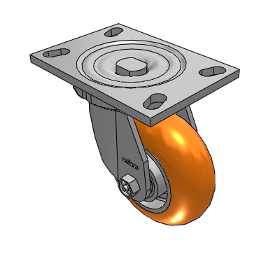6 Series Casters Top Plate Swivel Caster with 5 x 2 CG Max Orange Wheel