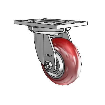 6 Series Casters Top Plate Swivel Zinc Caster with 5 x 2 Maroon on Silver CG Max Maroon Wheel