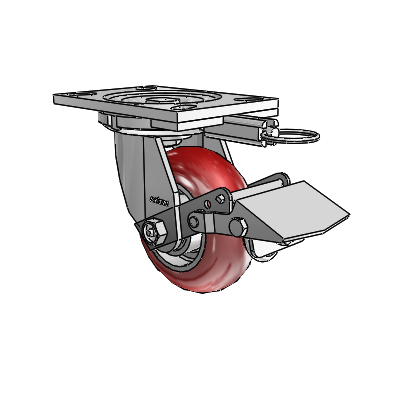 6 Series Casters Top Plate Swivel Zinc Caster with 5 x 2 Maroon on Silver CG Max Maroon Wheel and Tread Lock Brake