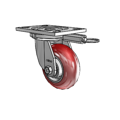 6 Series Casters Top Plate Swivel Zinc Caster with 5 x 2 Maroon on Silver CG Max Maroon Wheel