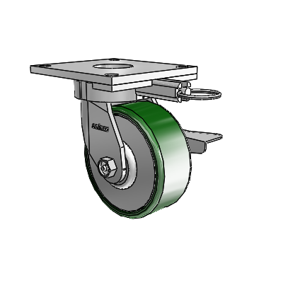6 Series Kingpinless Casters Top Plate Swivel Caster with 5 x 2 Cast Iron Wheel and Side Lock Brake