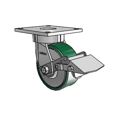 6 Series Kingpinless Casters Top Plate Swivel Caster with 5 x 2 Forged Steel Wheel and Tread Lock Brake