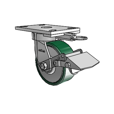 6 Series Kingpinless Casters Top Plate Swivel Caster with 5 x 2 Forged Steel Wheel and Tread Lock Brake