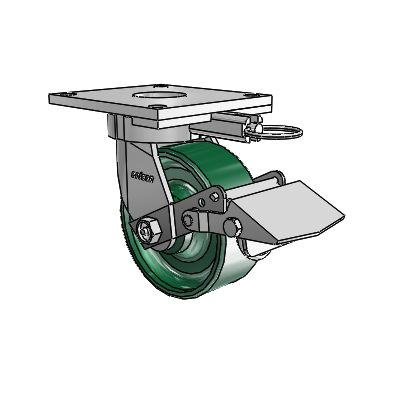 6 Series Kingpinless Casters Top Plate Swivel Caster with 5 x 2 Forged Steel Wheel and Tread Lock Brake