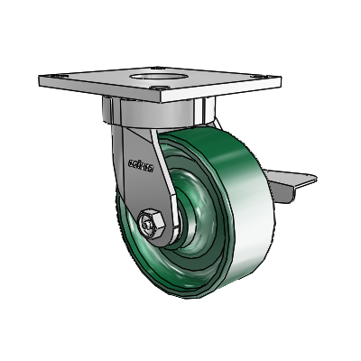 6 Series Kingpinless Casters Top Plate Swivel Caster with 5 x 2 Forged Steel Wheel and Side Lock Brake