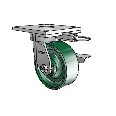 6 Series Kingpinless Casters Top Plate Swivel Caster with 5 x 2 Forged Steel Wheel and Side Lock Brake
